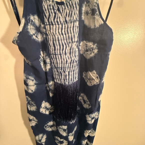 St. Roche Blue Batik Maxi Dress with Fringe, XS - Picture 4 of 6